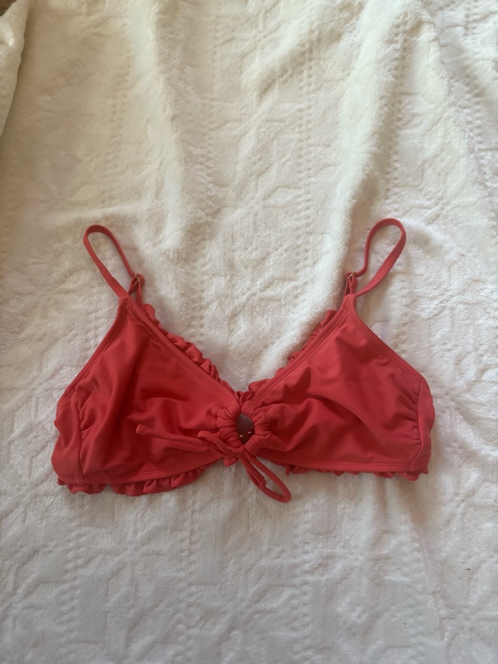 Women’s Red Ring-Front Swim Suit Top